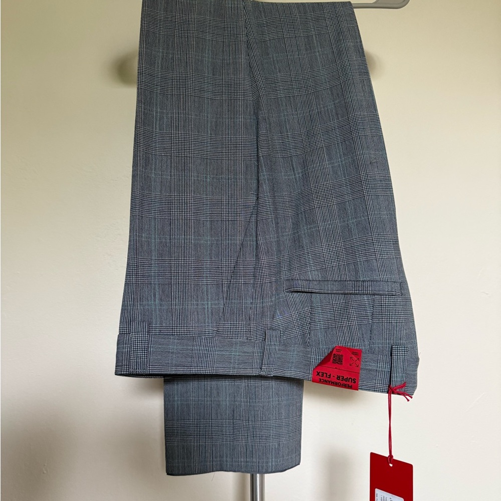 Gray Plaid Suit Pants